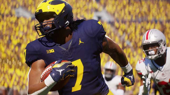 A screenshot shows a player from College Football 25. 