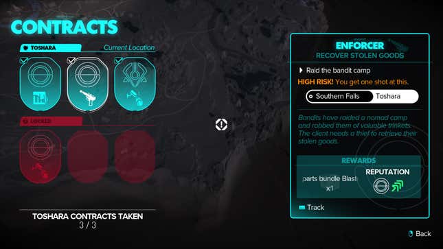 The Contracts screen.