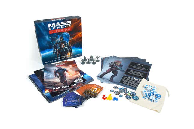 The contents of the Mass Effect Board Game.