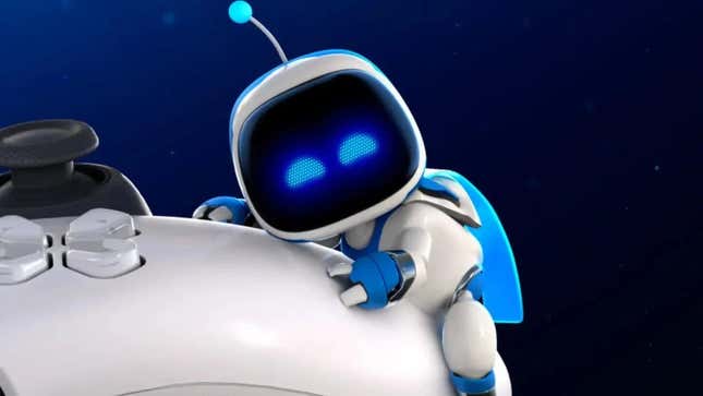 An image shows Astro Bot hugging a controller. 