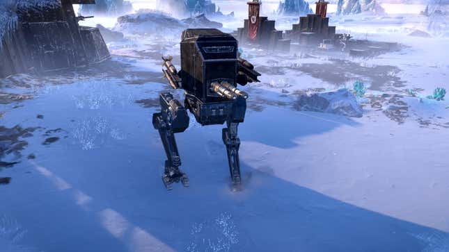 A screenshot of the fully armored Scout Striders in Helldivers 2.