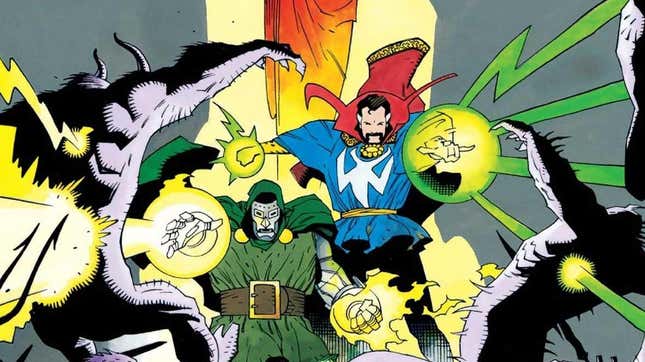 Doom and Doctor Strange blast enemies with rays